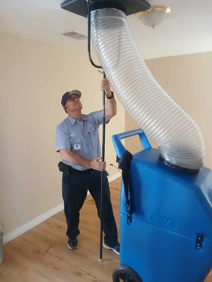 Mini Split Installation technician using HEPA equipment in Lakewood Ranch